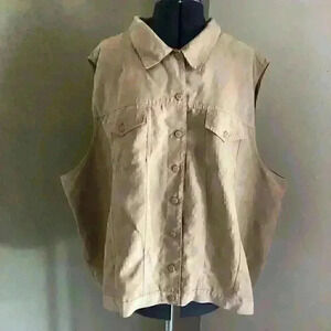 VTG FASHION BUG light brown fabric suede camel light brown vest 30-32